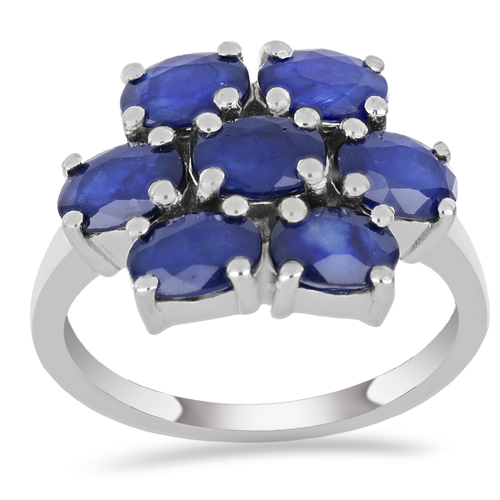 BUY STERLING SILVER AUSTRALIAN BLUE SAPPHIRE GEMSTONE CLUSTER RING